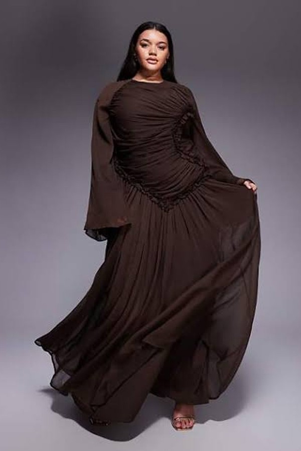 Crinkle Chiffon Gathered Maxi Dress With Micro Ruffles  from ASOS DESIGN