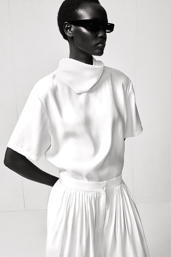 Draped Scarf-Detail Top