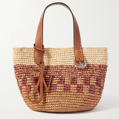 Mini Leather Trimmed Woven Raffia Tote from J.W.Anderson