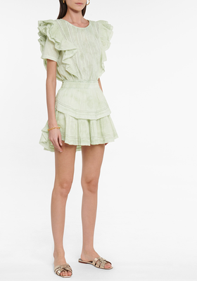 Natasha Ruffled Cotton Mini Dress from LoveShackFancy