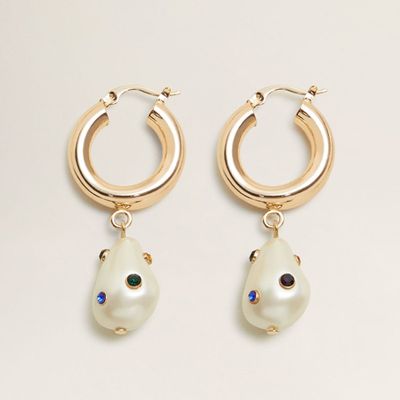 Pearl Hoop Earrings from Mango