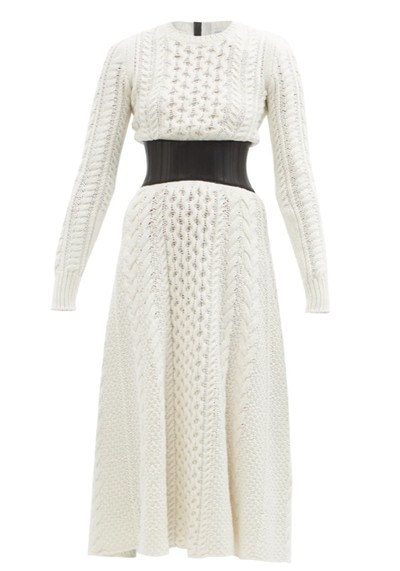 Tex Corset-Waist Cable-Knit Midi Dress from Gabriela Hearst