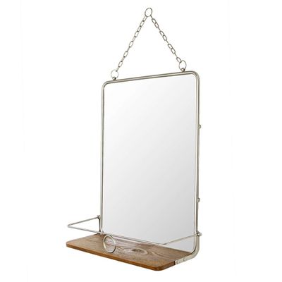 Keepers Lodge Satin Nickel Mirror With Shelf  from Dunelm