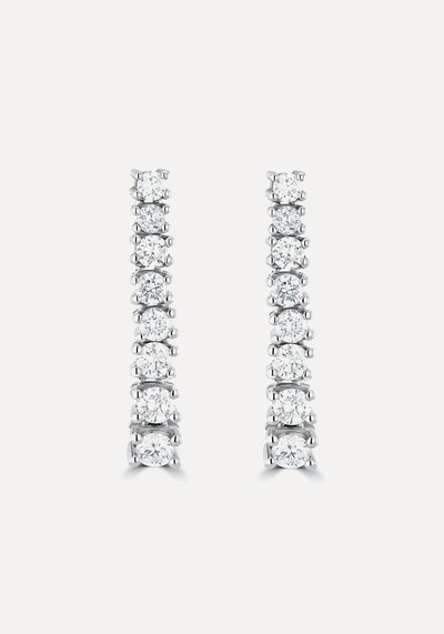 1ct Lab Diamond Life Journey Drop Earrings Set In 9K White Gold