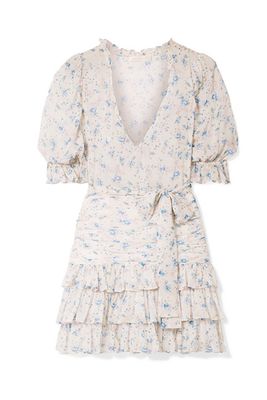 Tiered Floral-Print Silk-Georgette Mini Dress from LoveShackFancy