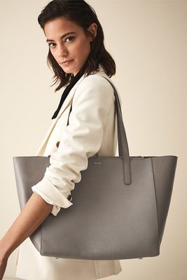 Newbury Leather Tote Bag Grey