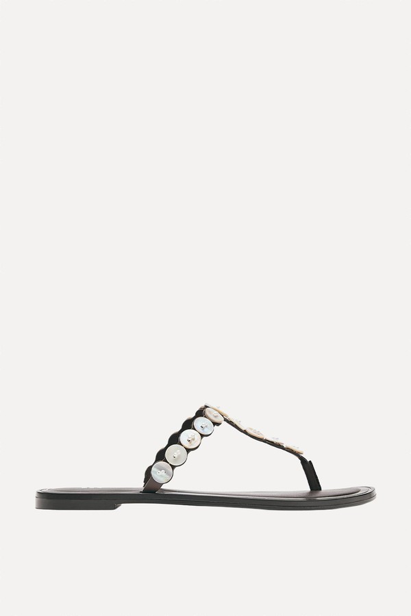 Flat Button Sandals