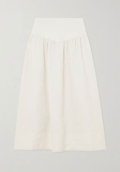 Lyla Gathered Canvas Midi Skirt from Cefinn