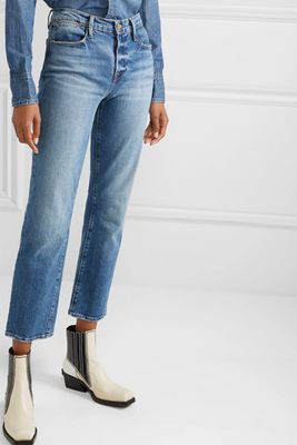 Le High Distressed Straight-Leg Jeans