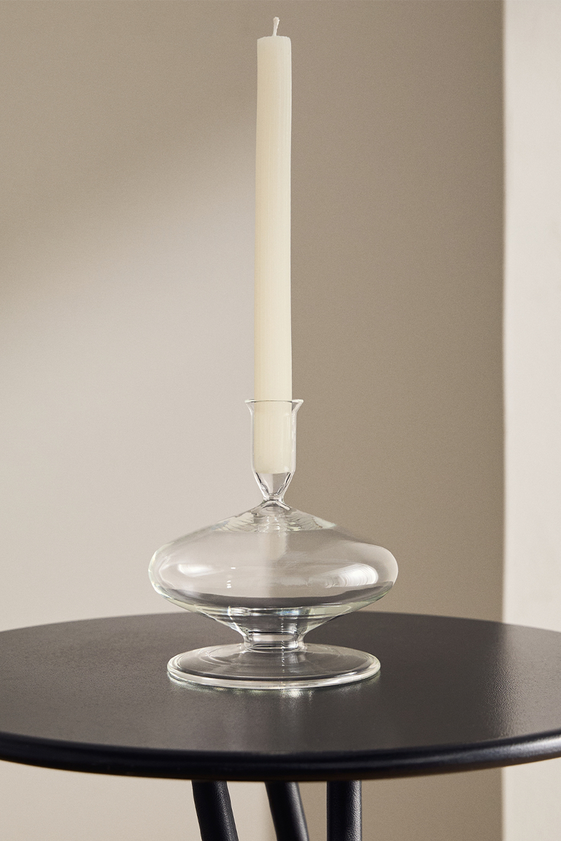 Tall Borosilicate Candelabra With Wave Pattern