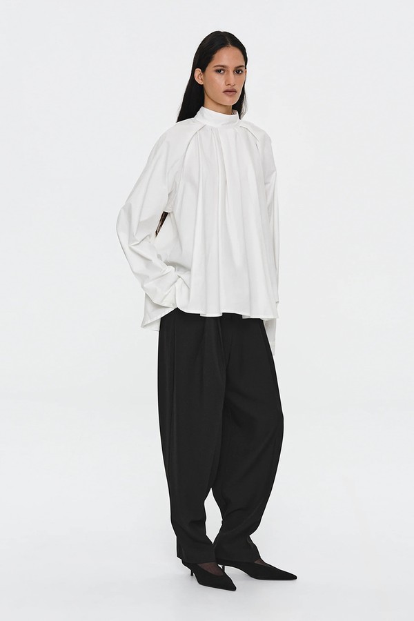 Gathered Poplin Blouse from Source Unknown