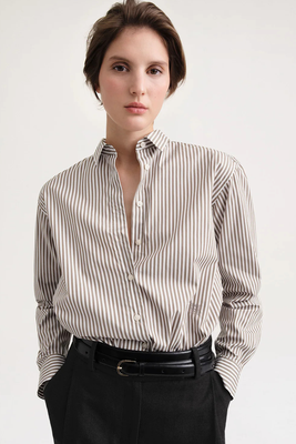 Signature Striped Organic Cotton-Poplin Shirt from Totême