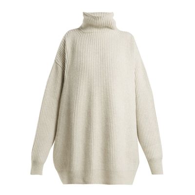 Displaced-Sleeve Ribbed Roll Neck from RAEY