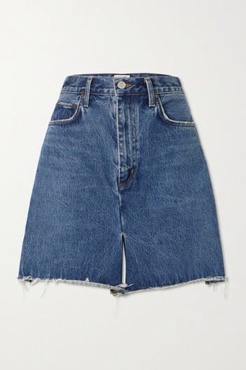 Logan Frayed Organic Denim Shorts from Agolde