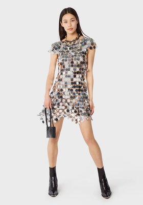 Mini Dress With Round Mirror-Effect Plates from Paco Rabanne