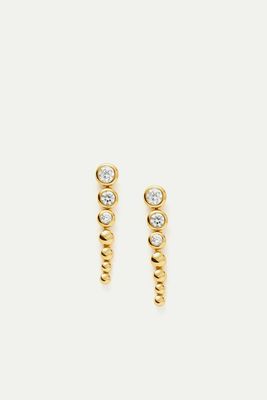Articulated Beaded Stone Drop Stud Earrings