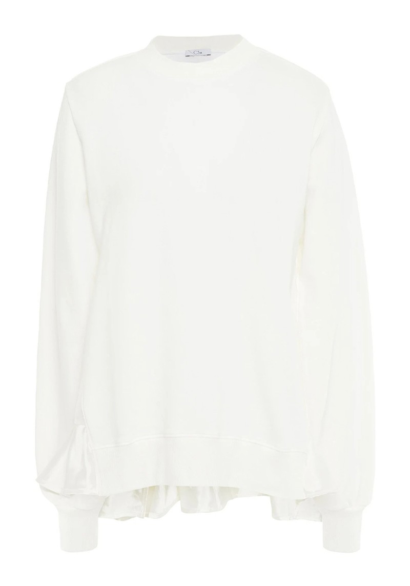Ruffled Woven And French Cotton-Terry Sweatshirt from Clu