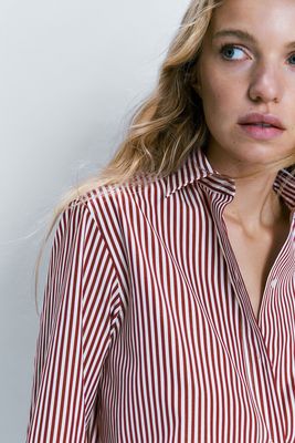 Striped Cotton Poplin Shirt from Massimo Dutti