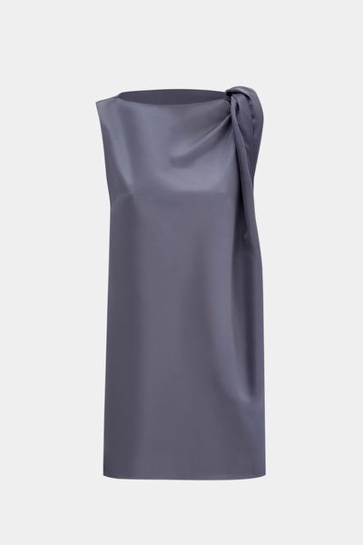 Satin Dress With Knot Detail