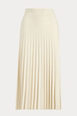 Pleated Merino Wool Midi Skirt