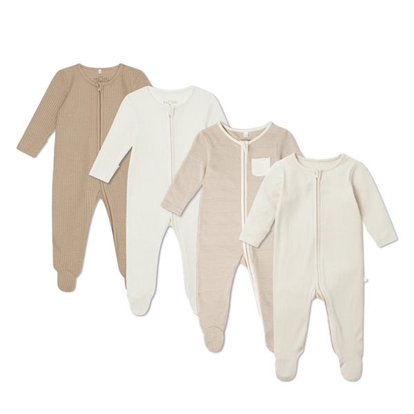 Set Of 4 Clever Zip Sleepsuits from Baby Mori
