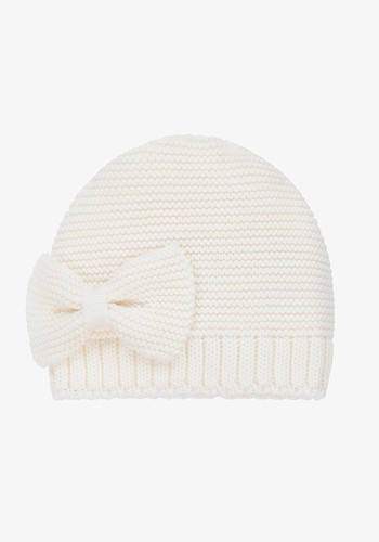 Ivory Knit Bow Hat from Catya