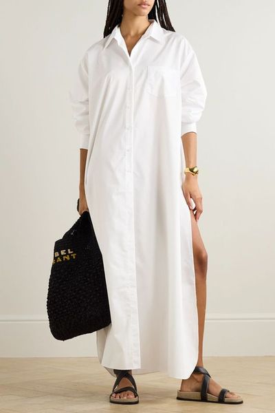 Avery Oversized Cotton-Blend Poplin Maxi Shirt Dress from The Frankie Shop