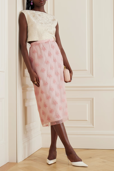 Embroidered Silk-Organza Skirt  from ERDEM 