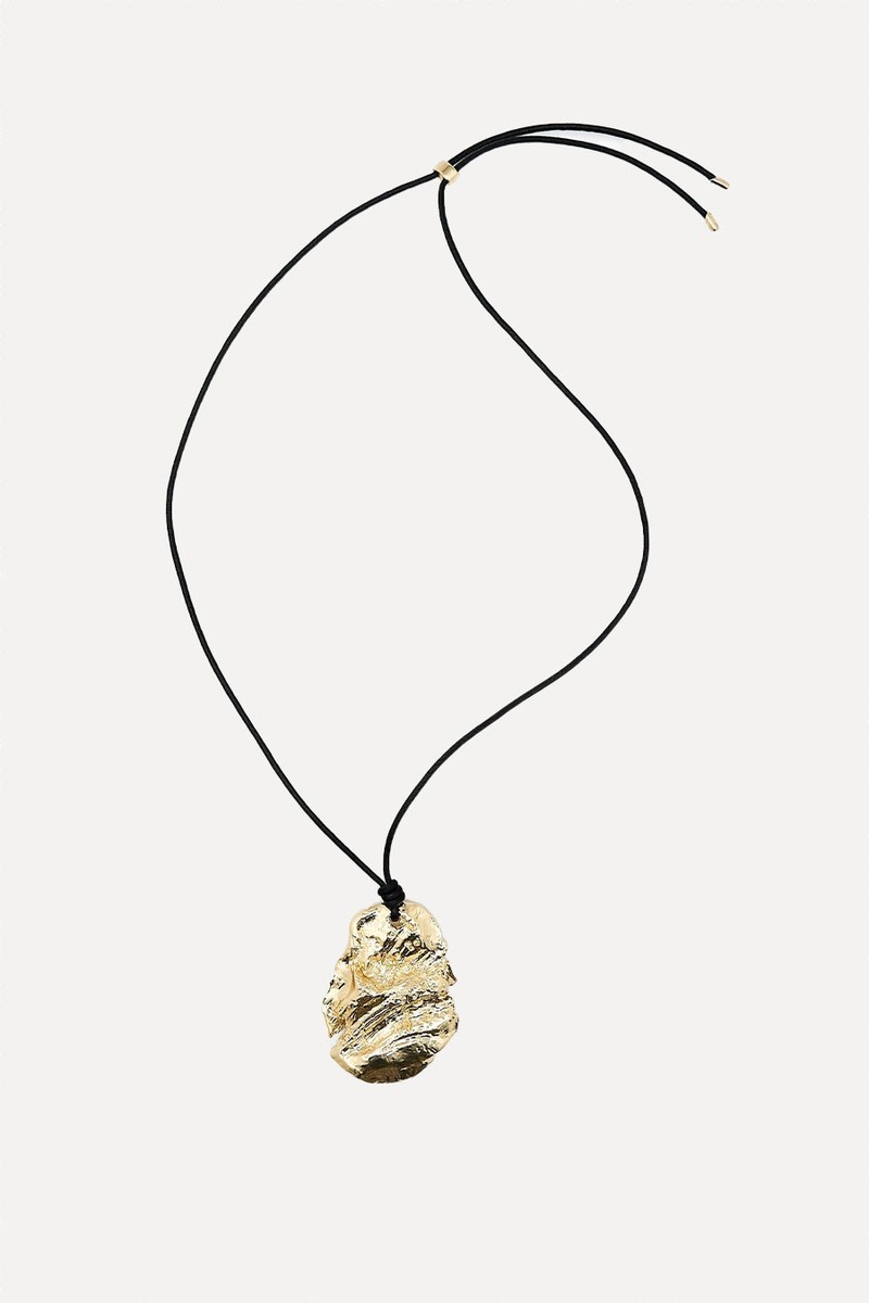 Leather Cord Necklace With Fossil Pendant from Massimo Dutti