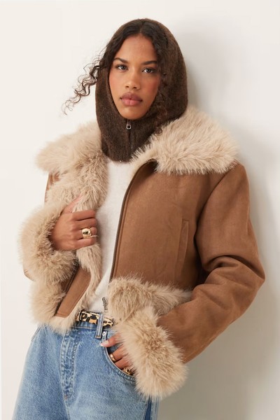 Faux Fur Bonded Suedette Jacket from ASOS DESIGN