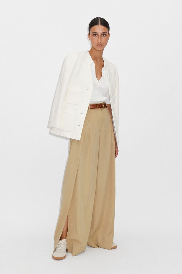 Linen Blend Wide Leg Wrap Trouser + Belt