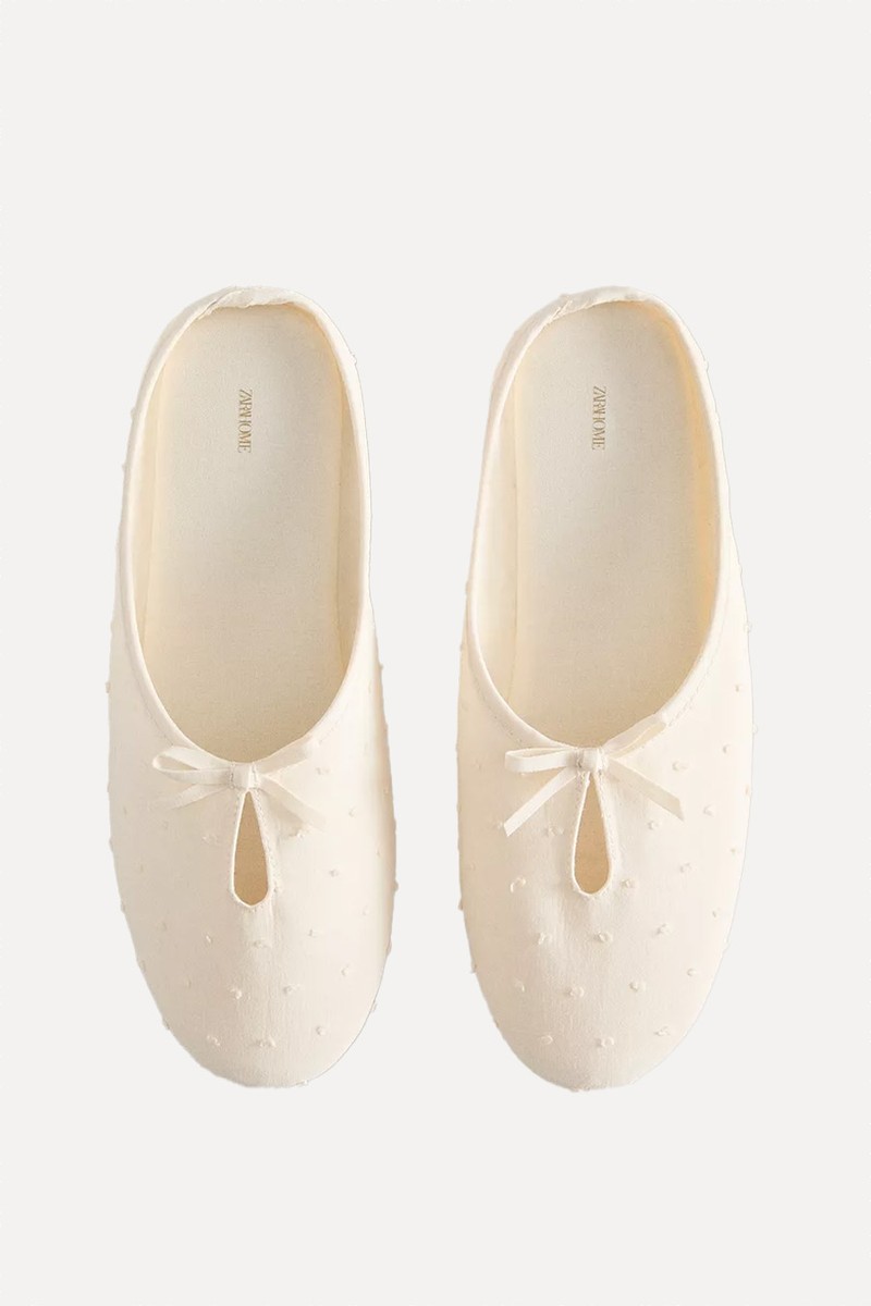 Slippers With Leather Sole & Bow from ZARA