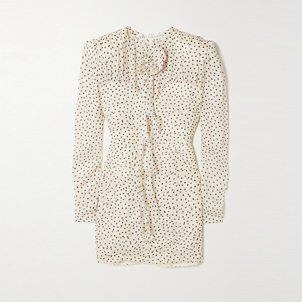 Embellished Ruched Polka-Dot Silk-Chiffon Mini Dress from Magda Butrym