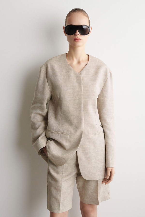 Structured Collarless Linen Blazer from COS
