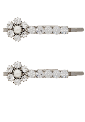Set Of 2 Crystal Hair Clips  from Alessandra Rich