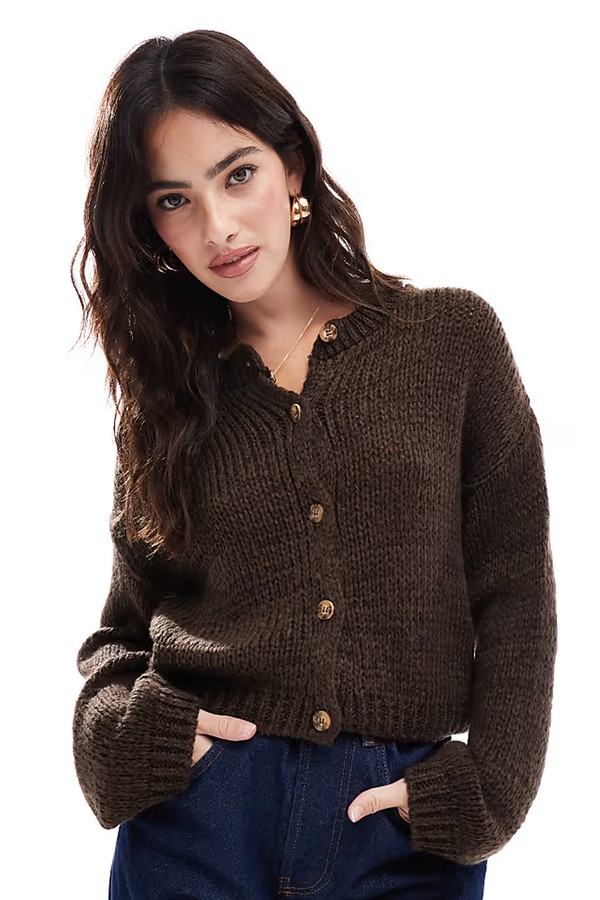 Loose Knit Crew Neck Cardigan from ASOS DESIGN