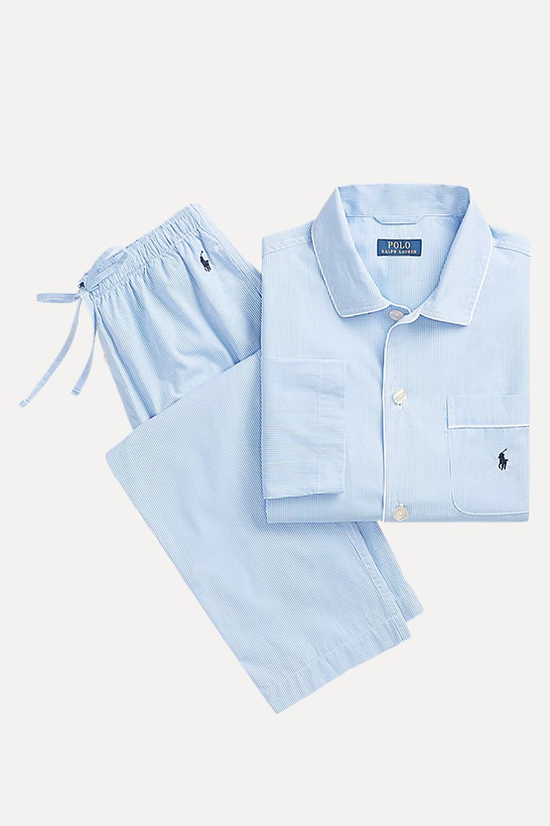 Gingham Poplin Long Sleep Set