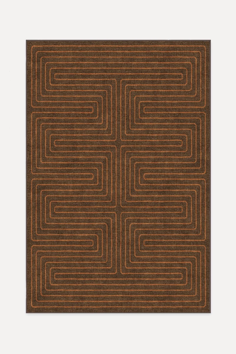 Jonathan Adler Labyrinth Brown & Orange Rug from Ruggable