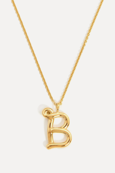 Curly-Molten Initial Pendant Necklace