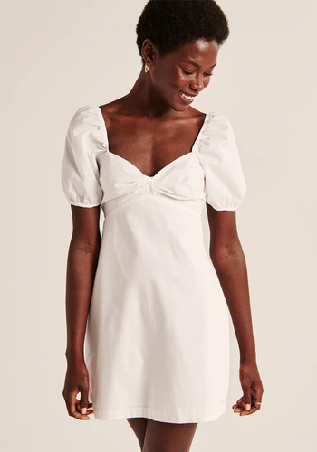 Twist-Front Poplin Mini Dress