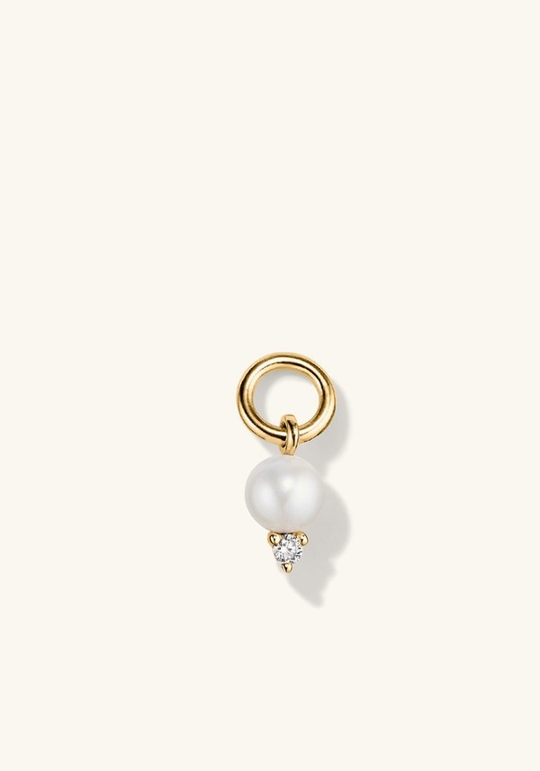 Single Diamond and Pearl Hoop Charm