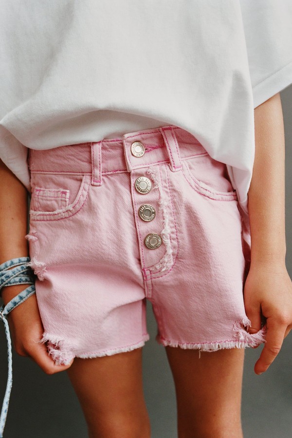 Frayed Denim Bermuda Shorts