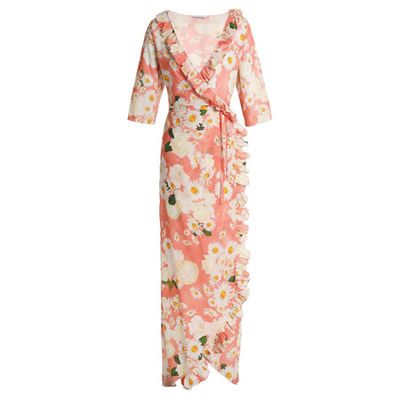 Ruffle-Trimmed Floral-Print Cotton Maxi Wrap Dress from Isolda
