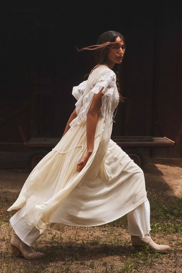 V-Neck Flutter-Sleeve Midi Dress from Anthropologie
