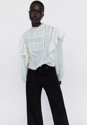 Ruffled Top With Lace Trim from Zara