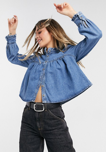 Denim Pie Crust Smock Top from ASOS