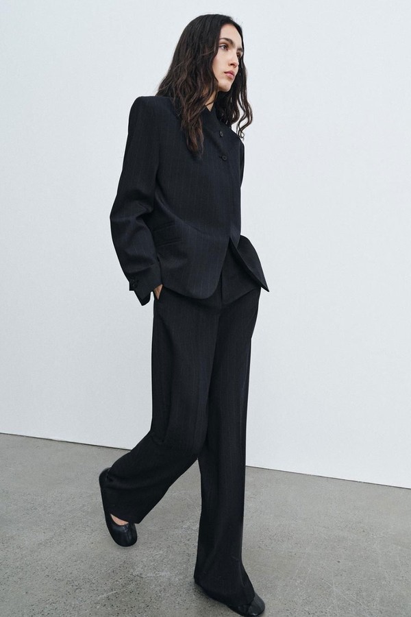 High Neck Pinstripe Blazer from Zara