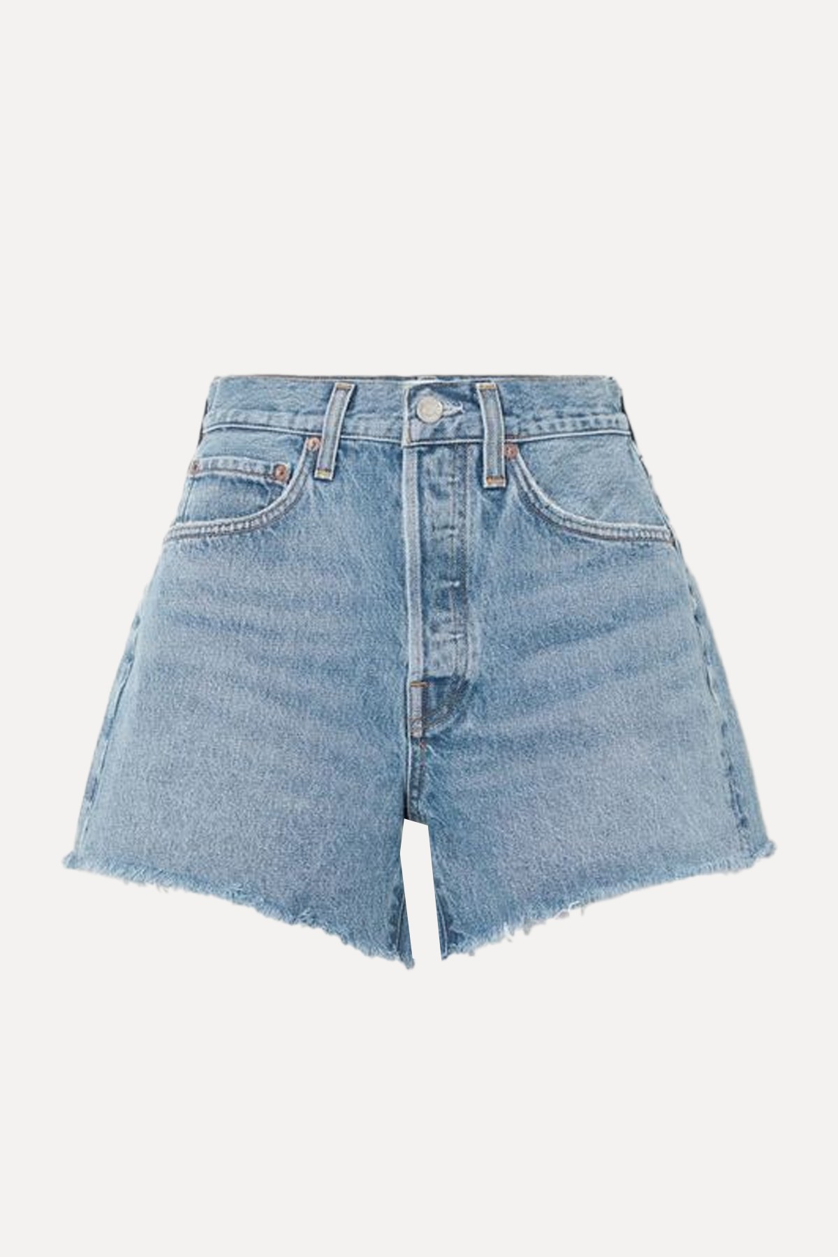 Parker Long Distressed Denim Shorts  from Agolde