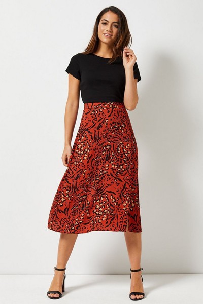 Leopard Print Midi Skirt