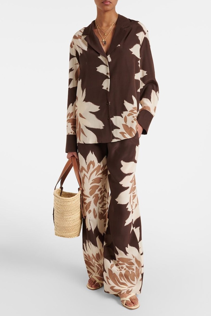 Floral Silk Satin Wide-Leg Pants from Sir